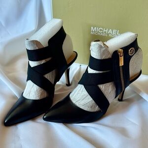 Michael Kors Black Leather Strappy Heeled Booties